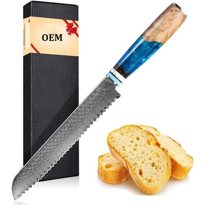 סכין לחם פלדה של דמשק בגודל 8 אינץ '